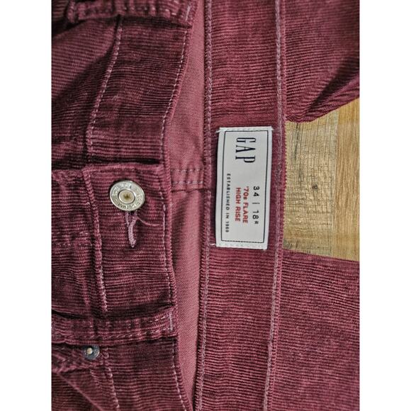 Gap 70s Flare Corduroy Pants Size 18 R High Rise Patch Pocket Wine NWT Wide Leg - Picture 8 of 9